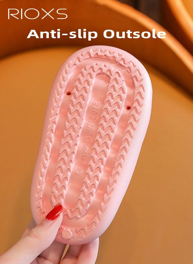 RIOXS Kids Cartoon Slippers, Lightweight EVA Platform Animal Bear Slides Sandals for Toddler Boys and Girls, Non-slip Quick-Dry Slip-on Shower Slippers, Comfortable Thick Sole Open Toe Pillow Slippers, Summer Beach Pool Shoes, Suitable for Travel, Holidays, Beaches, Swimming Pools, etc. Pink - Image 5